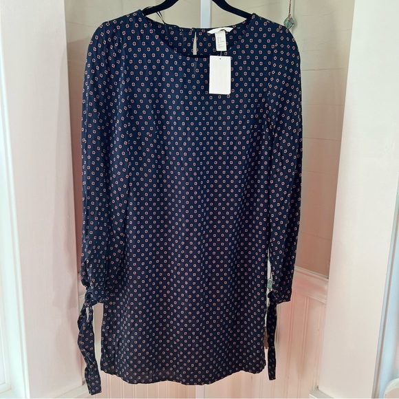 H&M NWT Long Sleeve Mini Dress Puff Sleeves Size 2 Lightweight 100% Viscose - Picture 2 of 13